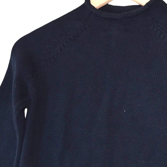 Crewcuts Fisherman Sweater Rolled Edge Navy Knit Size 6-7 Kids Minimal - Picture 4 of 7